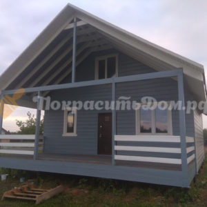 Покраска фасада каркасного дома спустя год, после постройки — фото 1