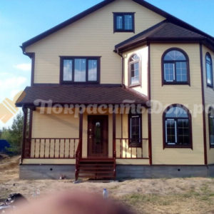 Покрашен деревянный каркасный дом укрывной финской краской — фото 1