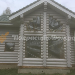 Покраска внутри и снаружи деревянного дома из оцилиндрованного бревна — фото 1