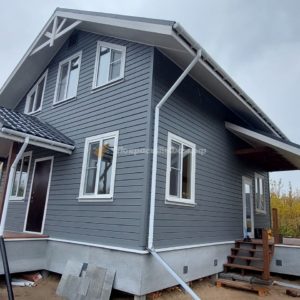 Покраска фасада, веранды, свесов кровли нового дома из клееного бруса — фото 4