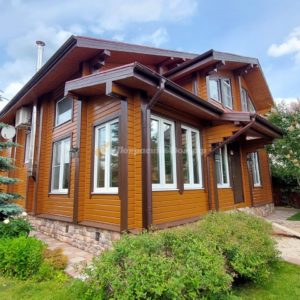 Ремонт фасада деревянного дома из клееного бруса немецким маслом — фото 9